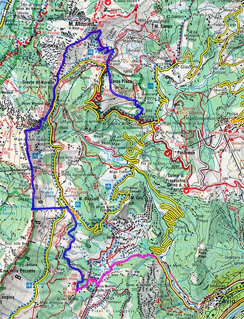 mappa escursione Monte Baldo